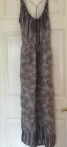 Anthropologie A Common Thread M &quot;Orbweaver Dress&quot; cobweb gray silk maxi ... - $73.50