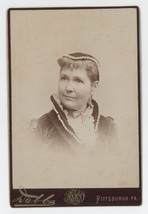 Antique c1880s Cabinet Card Lovely Woman Stunning Dress Dabbs Pittsburgh, PA - £9.64 GBP