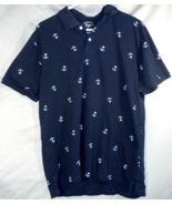 GH Bass &amp; Co Men&#39;s size Large Navy Blue White Anchors Nautical Polo Shir... - $150.74 MXN