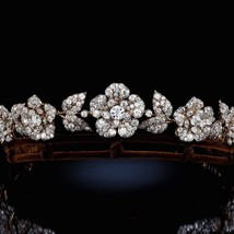 Natural Rosecut Diamond Tiara Base Metal Sterling Silver Crown - £519.35 GBP