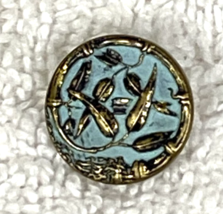 Antique Paris Brevete Gold Leaves Frame Blue Enamel Background 5/8" Wide - $6.44