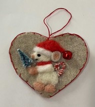 Cute Needle Felted Mouse With Santa Hat Christmas Ornament - $24.00