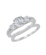 Halo Design Triple 2.4 ct White Topaz Wedding Engagment Bridal Ring - £130.94 GBP