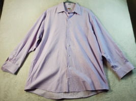 Bill Blass Dress Shirt Mens Large Purple White Check Cotton Collared Button Down - £14.07 GBP