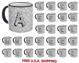 Alphabet Mugs A-Z : Letters Initials Monogram Name ABC Cups Abstract Gift - $19.90