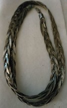 18&quot; Vintage 5 Strand Silver Over Copper Necklace Spring Ring Clasp EUC Korea - £21.03 GBP