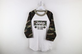 Vtg 90s Streetwear Mens Small Spell Out Jeep Motors Camouflage Raglan T-Shirt - £38.15 GBP