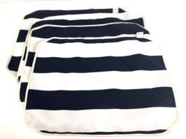 Blue &amp; White Stripe Placemats Set Lot 4 Washable Cloth Fabric Cape Cod Nautical - £18.21 GBP