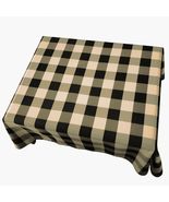 48&quot;x60&quot; - Black Tan- Tablecloth Buffalo Check Country Style Plaid Picnic - £23.14 GBP