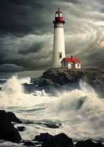 Stunning Lighthouse With Waves Crashing Canvas Art Print 16&quot; x 20&quot; Wall Art - $11.95