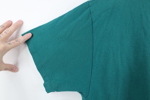 Vtg 90s Hanes Mens Medium Faded Blank Short Sleeve V-Neck T-Shirt Green Cotton Item image 6