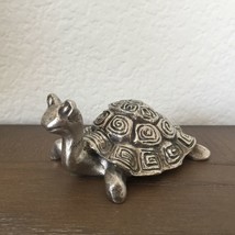 Vtg Silverplate Funny Tortoise Turtle Paperweight - Sculpture Miniature Figurine - £36.27 GBP
