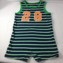 Carters Boys Infant One Piece Blue/Green Stripe &quot;28&quot; Romper Sz 24M - $4.00