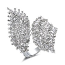 Luxury Angel Wings Ring for Women Popular Full Mirco Paved Natural Zircon Ring V - £10.84 GBP