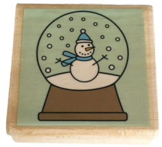 Hampton Art Rubber Stamp Christmas Snowman Snow Globe Holidays Card Maki... - £3.74 GBP