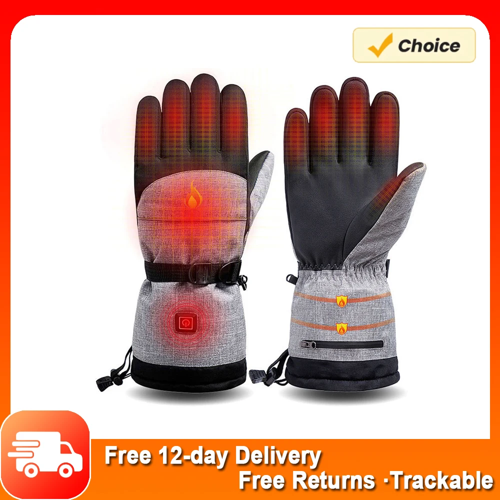 Winter Heated Ski Gloves Waterproof Heated Gloves for Motorcycle Snowboard Ski - £30.87 GBP