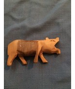 VINTAGE SMALL 3” HAND CARVED WOODEN Hippopotamus Light Colored Wood - £14.50 GBP