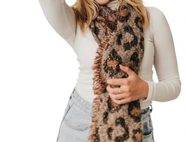 Pretty Simple Leopard Scarf With Sequins Size One Size - $27.72