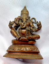 Vtg Ganesh Ganapati Elephant Headed God Of Beginnings Brass Hindu Deity Statue - £79.08 GBP