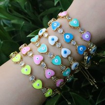 5Pcs New Fashion Dainty bracelet with Turkey eye beads and Zircon colorful Drop  - £37.44 GBP