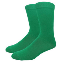 Solid Color Crew Cotton Dress Socks - Kelly Green - £4.57 GBP