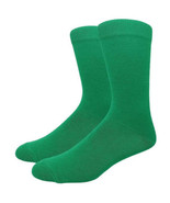 Solid Color Crew Cotton Dress Socks - Kelly Green - £4.54 GBP