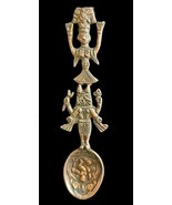 Vintage Indian Hindu Goddess Krishna Ritual Spoon Brass Tone 6 1/2&quot; - $75.26 CAD