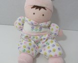 Carters plush doll white outfit pink purple flowers brunette brown hair hat - £40.78 GBP