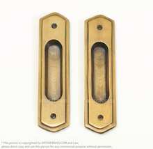 6.02&quot; Lot of 2 Vintage Solid Brass Baldwin FLUSH Pull Sliding Pocket Doo... - £31.97 GBP