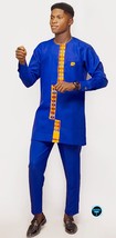 Men African Clothing/ Men African Suit/ Men Dashiki/ Safari Suit/ Men Ka... - £109.86 GBP