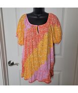 NWT Lane Bryant Bright Color Pink Orange Yellow 18 20 Peplum Hem Keyhole... - $292.08 MXN
