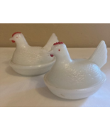 Vintage White Milk Glass Chicken Hen on Nest Lidded Candy Dish  - $16.88