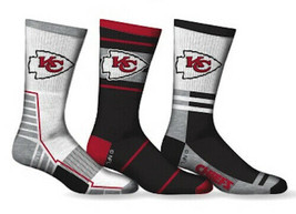 Kansas City Chiefs Socks 3 Pack Crew Length NFL Football Men Shoe Sz 7-12 - $42.12