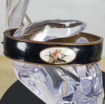 Antique Signed C.T Brass Painted Floral Black Enamel Bangle Bracelet Art... - $153.13