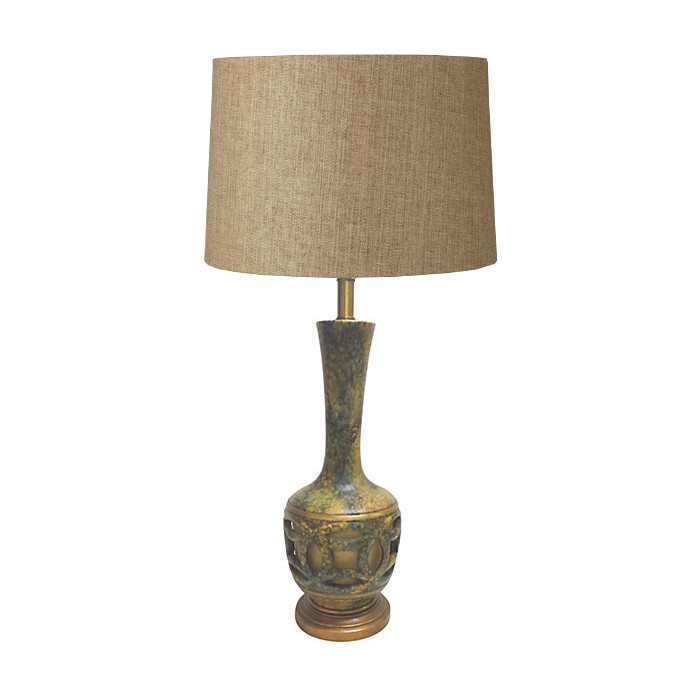 1960’s Ceramic Lamp, Olive Green and Gold Funky Mod Ceramic Table Lamp - $375.00