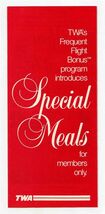 TWA Special Meals For Members Only Brochure 1984 Trans World Airlines - $17.82