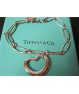 TIFFANY &amp;  CO Sterling Elsa Peretti Open Heart Paper Clip Link Bracelet - £195.13 GBP