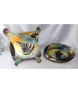 Lot (2) Handmade Art Pottery Pieces:  Soap Dish, Napkin Holder (signed D... - $63.70