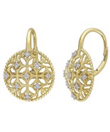 0.20CT Natural Diamond Cluster Leverback Earrings 14K Yellow Gold Plated... - £156.27 GBP