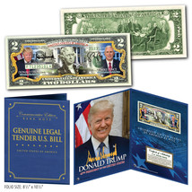 DONALD TRUMP &amp; VP MIKE PENCE Genuine U.S. $2 Bill in 8x10 Collectors Dis... - £14.66 GBP