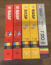 Lot of 5 NEW Blank VHS Tapes BASF T-160, 130, 120 - £18.64 GBP