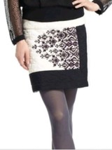 FLOREAT quilted Embroidered Skirt 6 Anthropologie Colorblock Side Zip mini Small - £11.83 GBP