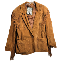 Vintage Winlit Leather Suede Native Western Jacket Fringe L Brown W Fringe - £39.42 GBP