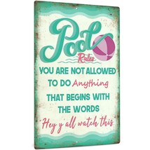 Pool Rules Sign, Indoor/Outdoor Swimming Pool Decorations, 12X8 Inches Aluminum  - £14.09 GBP