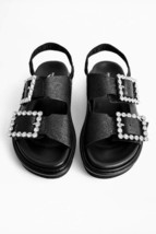 New Zadic &amp; Voltaire Alpha Grunge Jeweled Sandal Black Size 11B - £176.40 GBP