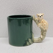 Vintage Bergschrund Green Ceramic Mug Cheetah Leopard Handle 1992 Seattle - £11.66 GBP