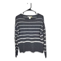 C&amp;C California Merino Wool Blend Sweater Striped Boxy Gray Boat Neck Sz Medium  - £18.34 GBP