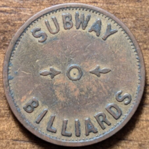 Fort Wayne, Indiana IN Subway Billiards Maverick Good For 5¢ Trade Token - £7.62 GBP