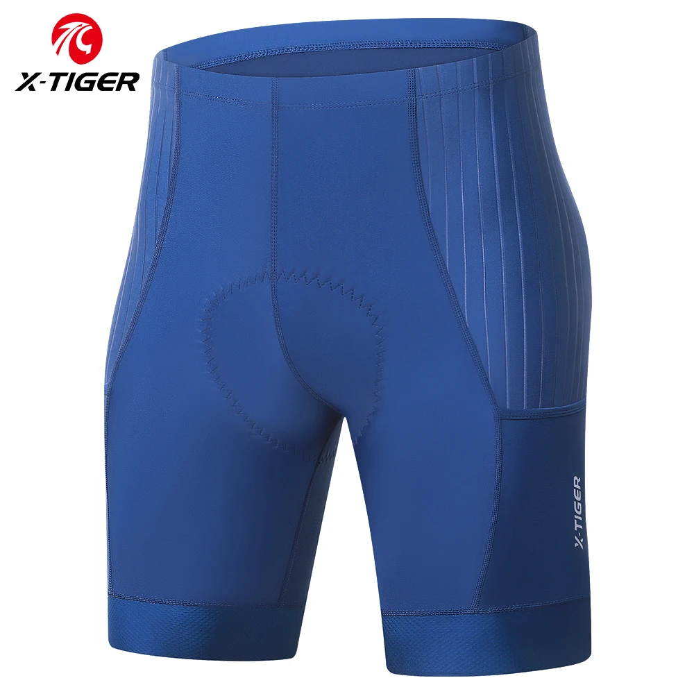 X-TIGER Pro Cycling Shorts MTB Road Men Bike Short Men&#39;s Sponge Cushion Blue Lyc - £176.65 GBP