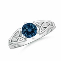Authenticity Guarantee 
Solitaire Round London Blue Topaz Celtic Knot Ring in... - £625.84 GBP